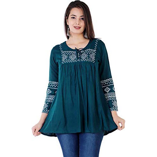 Women's Stylish Black Casual Embroidered Regular Fit for Girls and Women's 3/4th Sleeve Top Vol3 Vol1