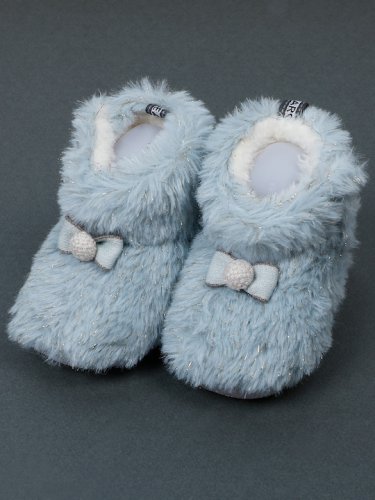 Infant Girls Bow Embellished Pure Wool Anti-Slip Booties
