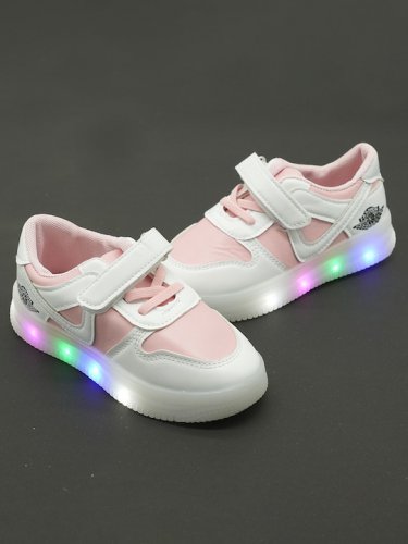 Kids Colourblocked LED Velcro Sneakers