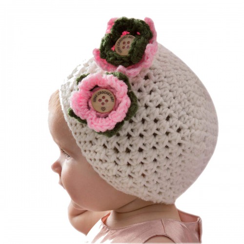 Love Crochet Art Kids Winter Crochet Cap(White,6 to 12 Months)