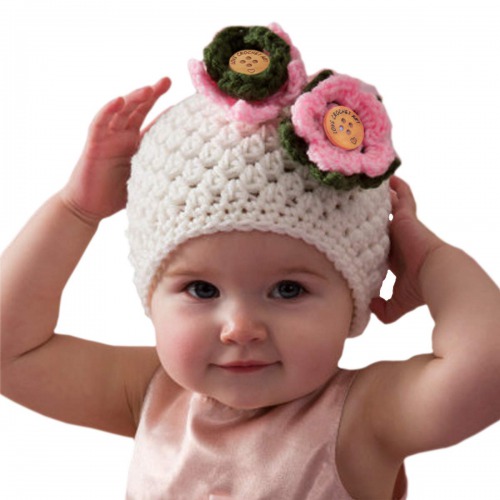 Love Crochet Art Kids Winter Crochet Cap(White,6 to 12 Months)