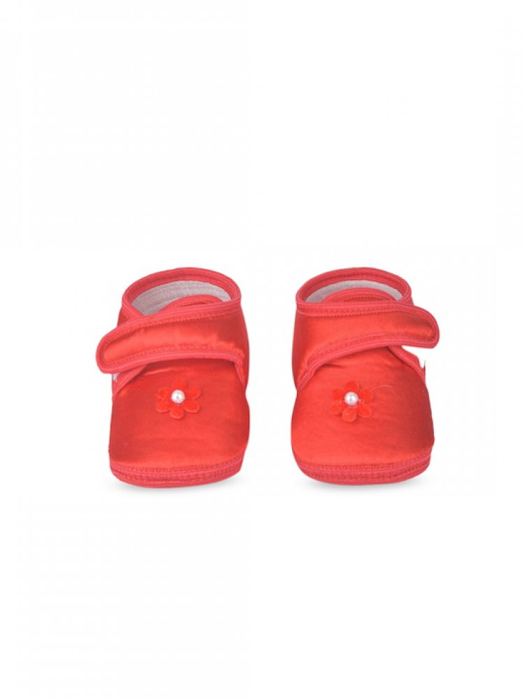 Infant Kids Red Solid Booties