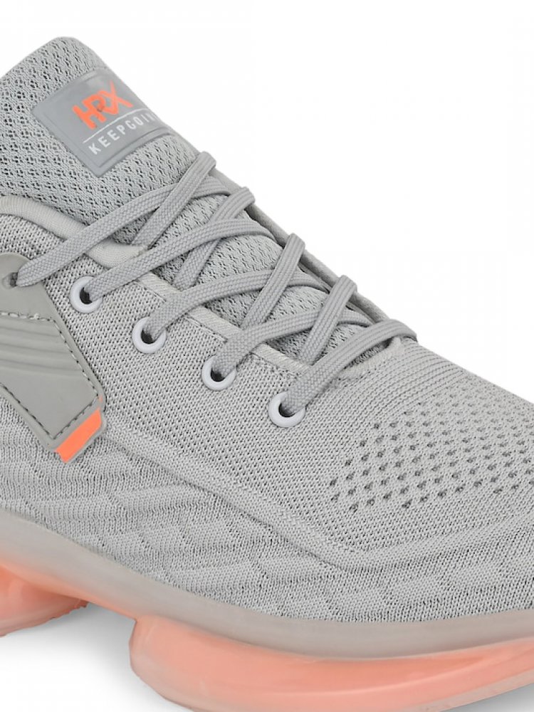 Men Grey & Orange Mesh Non-Marking Walking Shoes