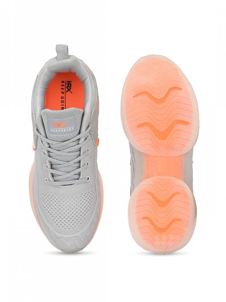 Men Grey & Orange Mesh Non-Marking Walking Shoes