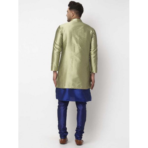 Men Ethnic Jacket and Pyjama Set Cotton Silk Blend