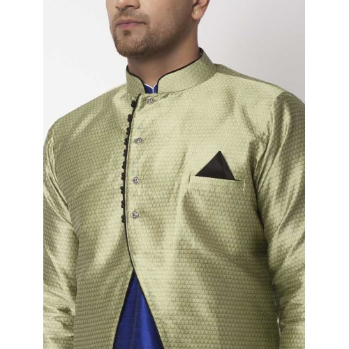 Men Ethnic Jacket and Pyjama Set Cotton Silk Blend